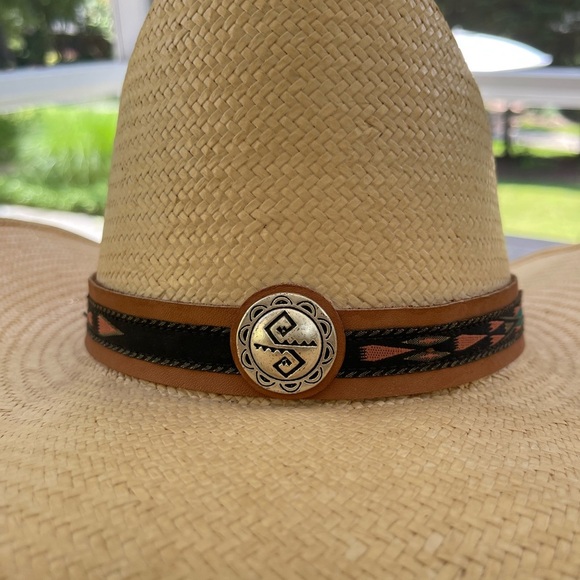 Riverbend Bangora Straw Cattlemen Tan Western Style Hat Size Small - Picture 2 of 8